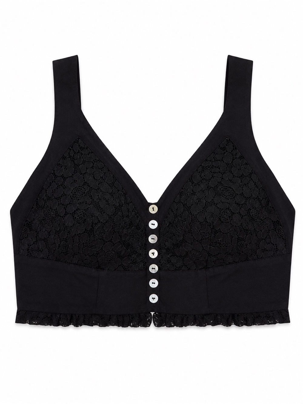 Free People Black Lace Front-Button Camisole Bralette Small Summer Festival